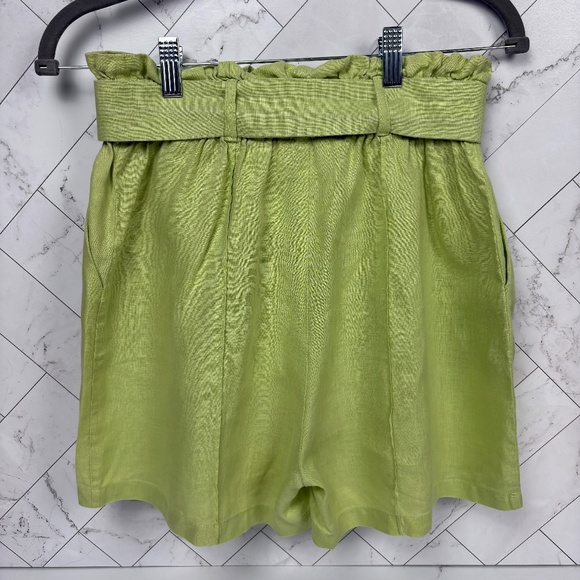 HOSBJERG | Babette Sarah Shorts Linen Belted A-Line High Waisted Pistachio Sage - Picture 6 of 15